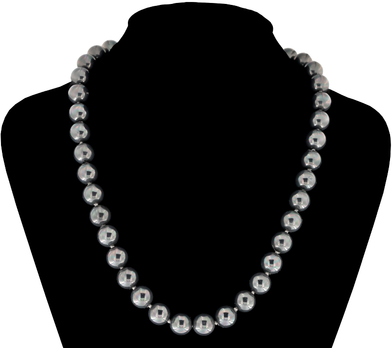 Perlmutt Anthrazit Kette 46cm, ca. 10mm Perlengröße Collier Halskette Mother-of-Pearl MOP06